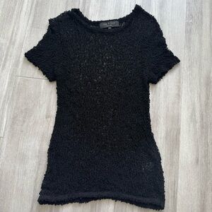Rag and Bone Black Short Sleeve Knit Top